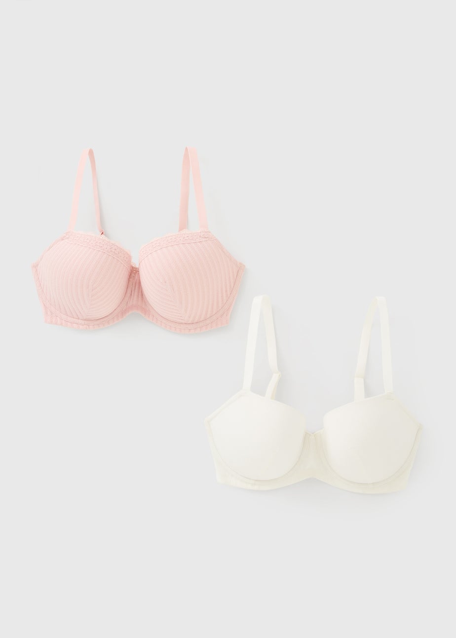 2 Pack Pink Pointelle Plunge Bras