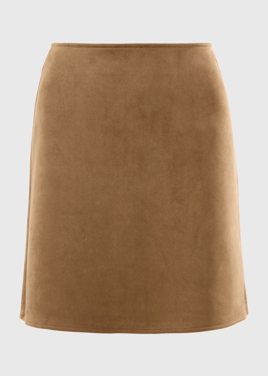 Tan Faux Suede Mini Skirt