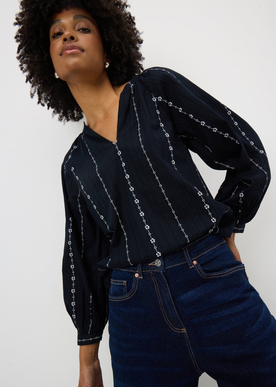 Black Swirl Dobby Top