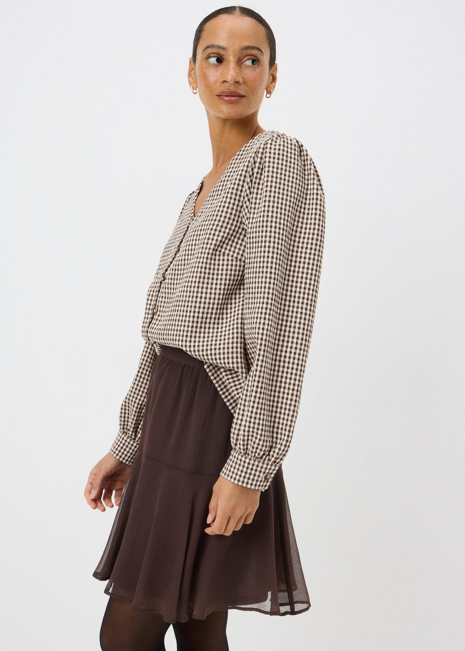 Brown Gingham Collared Shirt