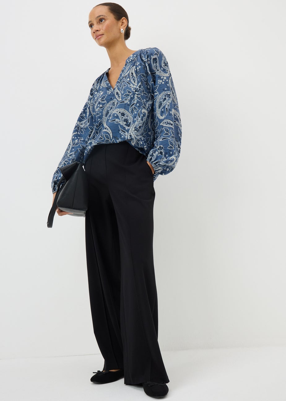 Blue Paisley Pop Over Blouse