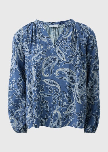 Blue Paisley Pop Over Blouse