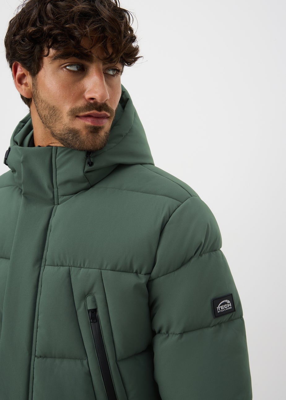 Dark Green Technical Longline Puffer