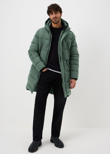 Dark Green Technical Longline Puffer