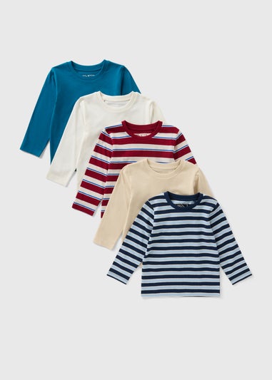 5 Pack Boys Multicolour Winter Stripe Tops (1-7yrs)