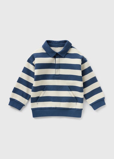 Boys Navy Stripe Rugby Sweatshirt (1-7yrs)