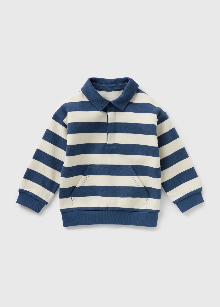 Boys Navy Stripe Rugby Sweatshirt (1-7yrs)