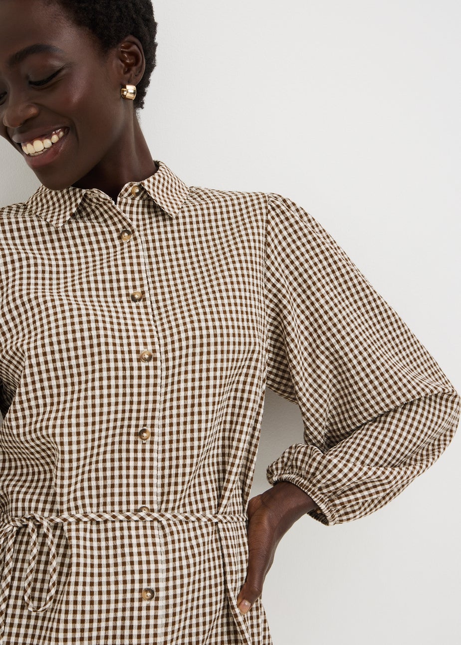 Chocolate Gingham Collar Dress