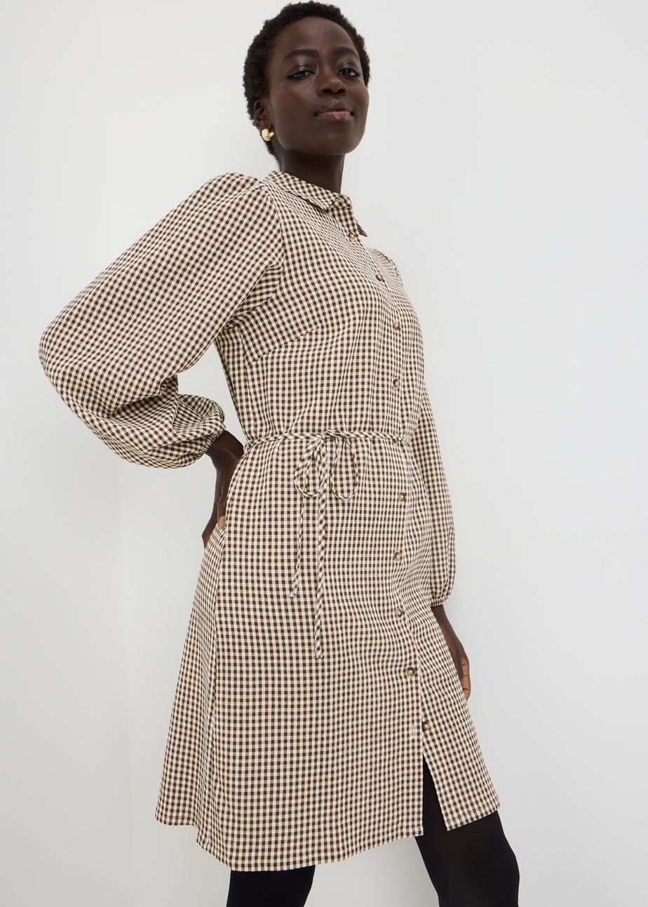 Chocolate Gingham Collar Dress