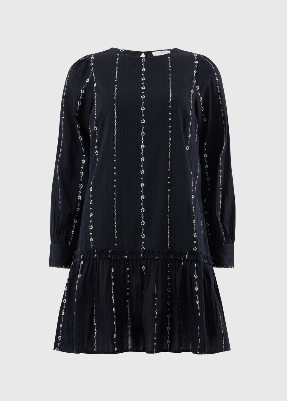 Black Dobby Tiered Mini Dress