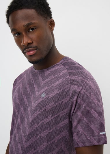 Souluxe Burgundy Jacquard Chevron T-Shirt