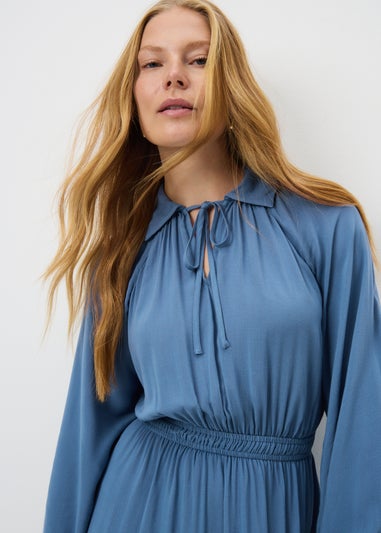Blue Tie Neck Dress