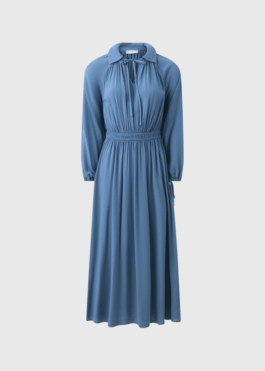 Blue Tie Neck Dress