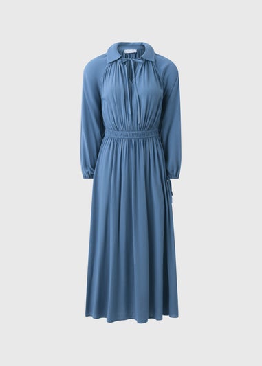 Blue Tie Neck Dress