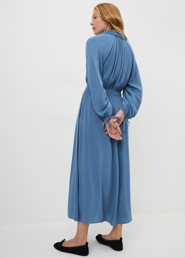 Blue Tie Neck Dress