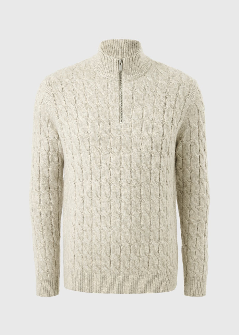 Cream Cosy Cable 1/4 Zip Jumper