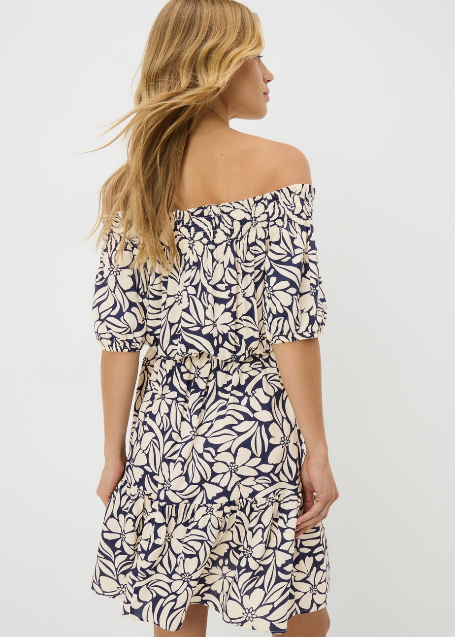 Navy Floral Bardot Dress