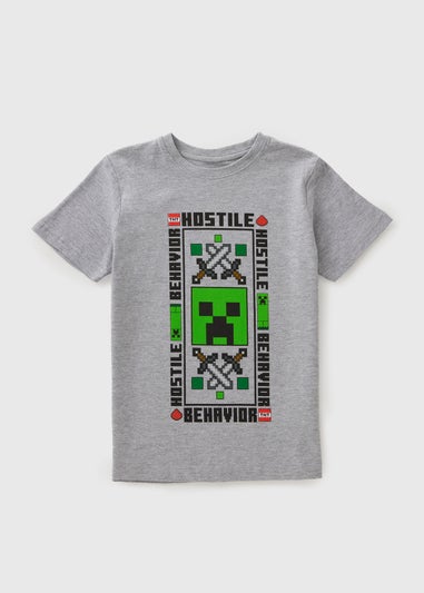 Minecraft Boys Grey Hostile T-Shirt (4-13yrs)