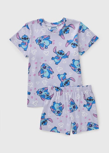 Disney Girls Purple Stich Short Pyjama Set (3-13yrs)