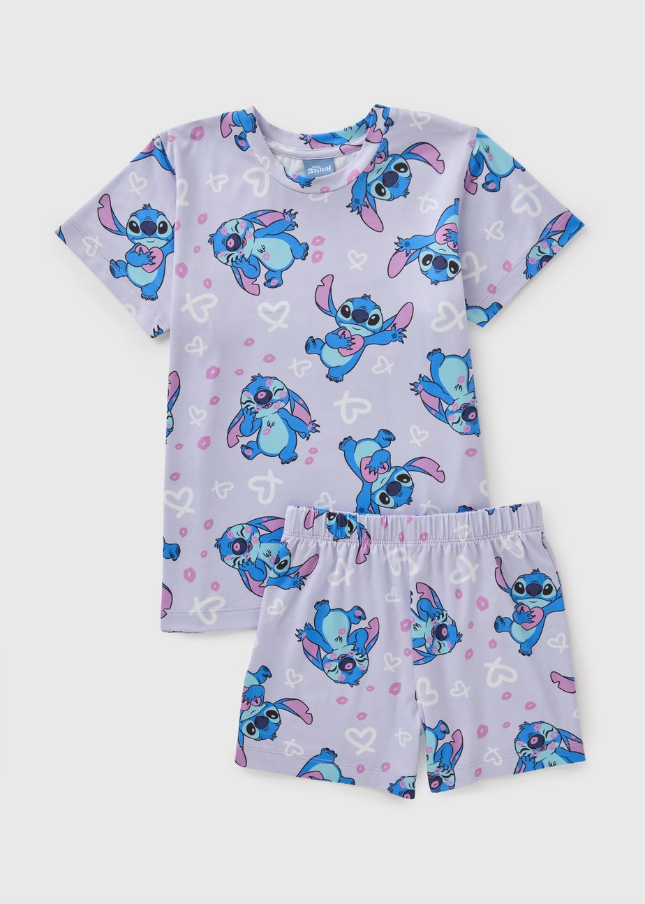 Disney Girls Purple Stich Short Pyjama Set (3-13yrs)
