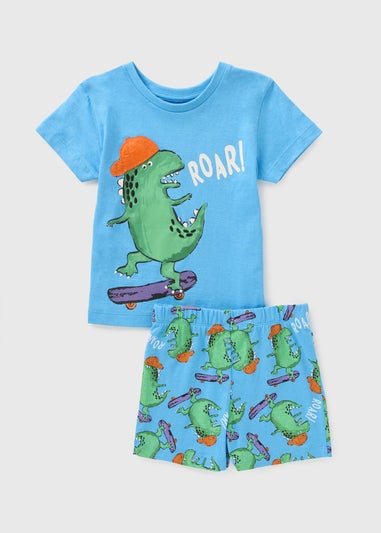 Boys Blue Skateboard Dino Pyjama Set (1-7yrs)