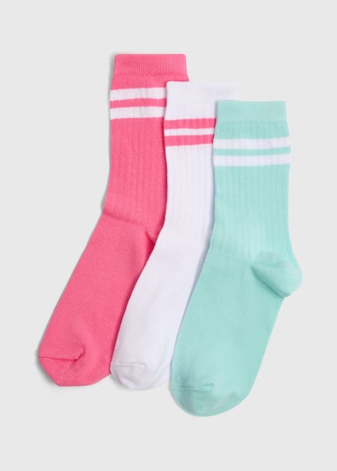 3 Pack Girls Multicolour Sports Socks (Younger 6-Older 6.5)