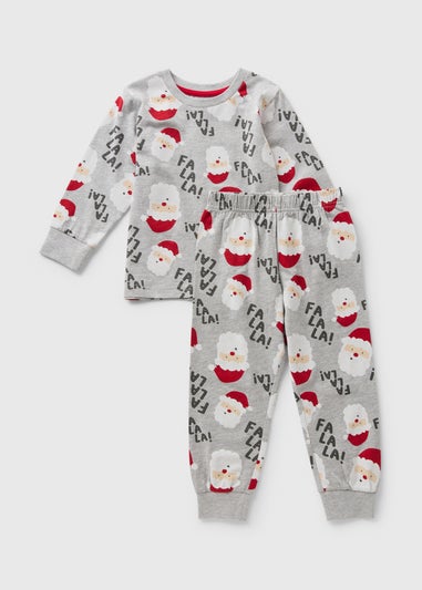 Boys Grey Santa Pyjama Set (1–7yrs)