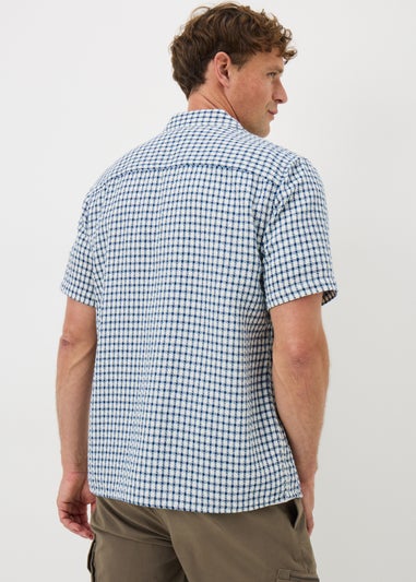 Blue Textured Check Shirt
