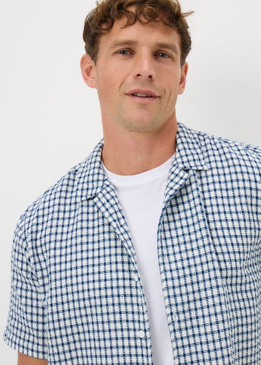 Blue Textured Check Shirt