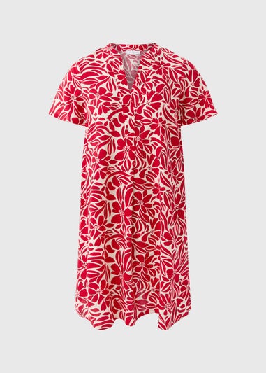 Red Popover Floral Tunic Dress