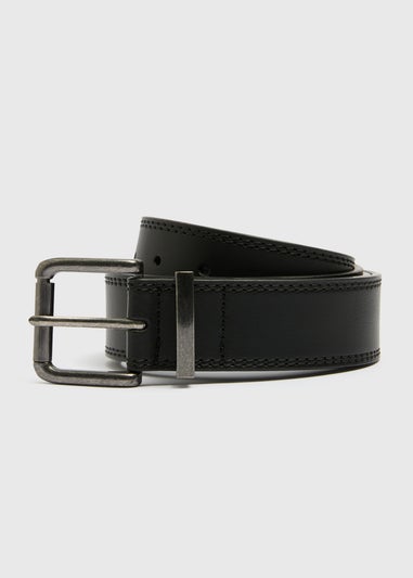 Black Leather Jeans Belt