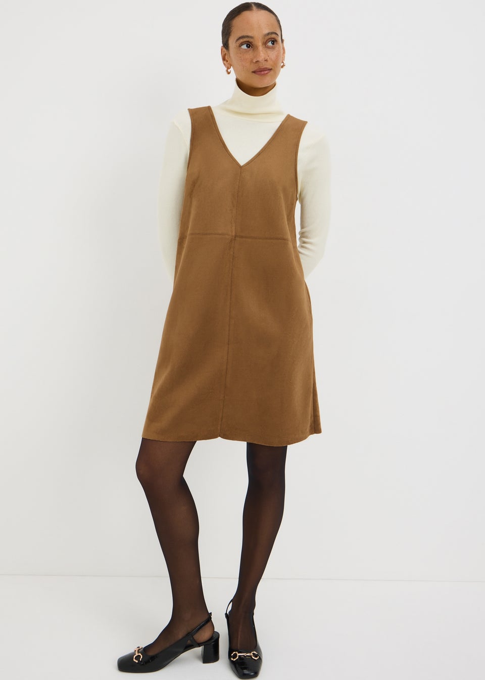 Tan Pinafore Dress