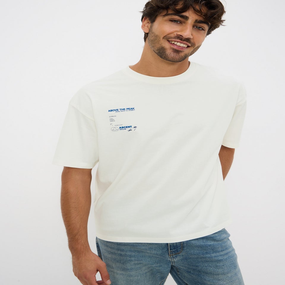 Ecru Above The Clouds Printed T-Shirt