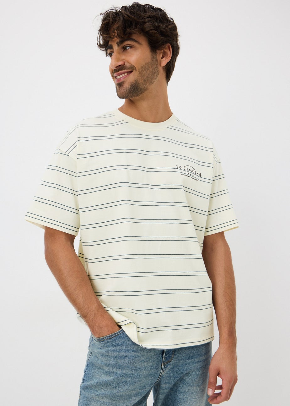 Ecru Stripe Printed T-Shirt