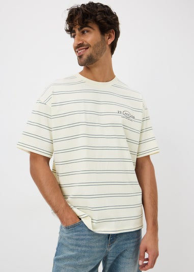 Ecru Stripe Printed T-Shirt