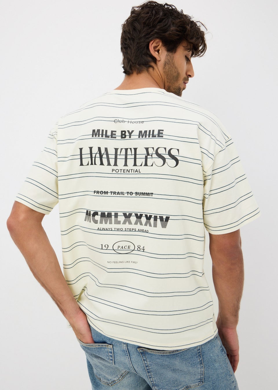 Ecru Stripe Printed T-Shirt