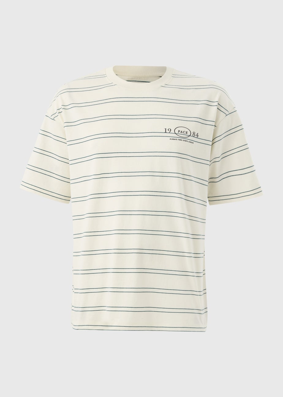 Ecru Stripe Printed T-Shirt
