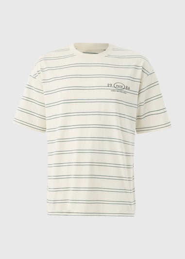 Ecru Stripe Printed T-Shirt