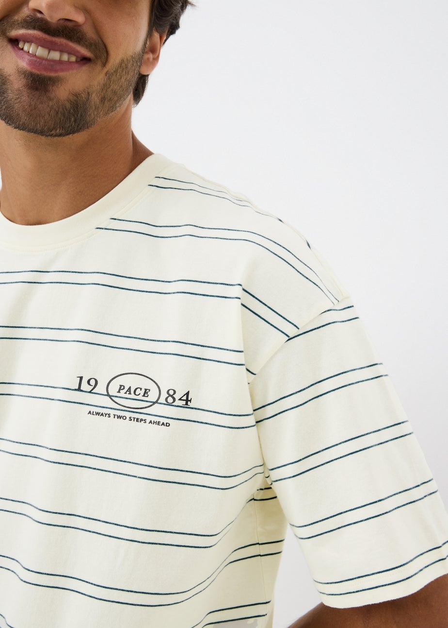 Ecru Stripe Printed T-Shirt