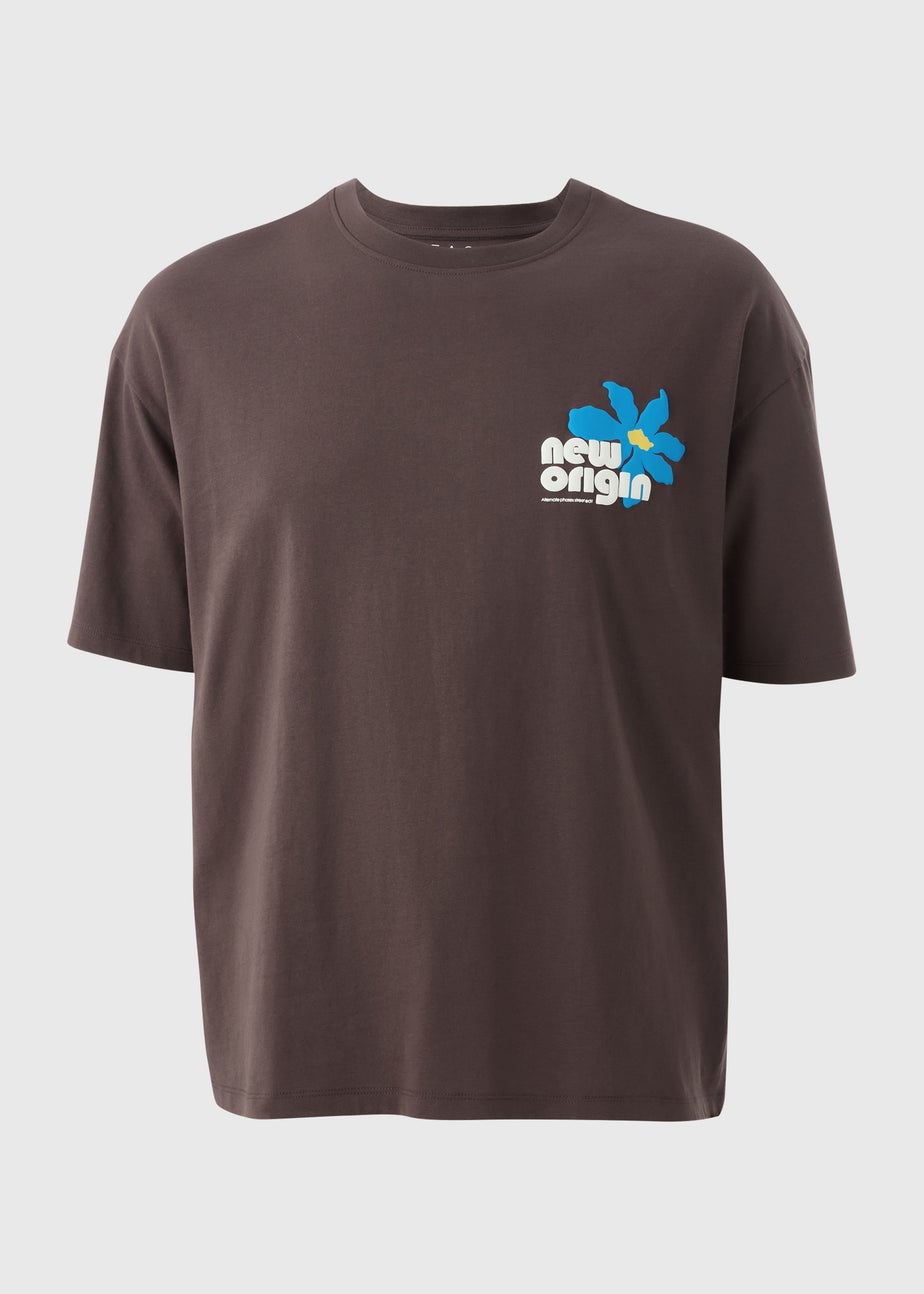 Brown New Origin Floral Printed T-Shirt