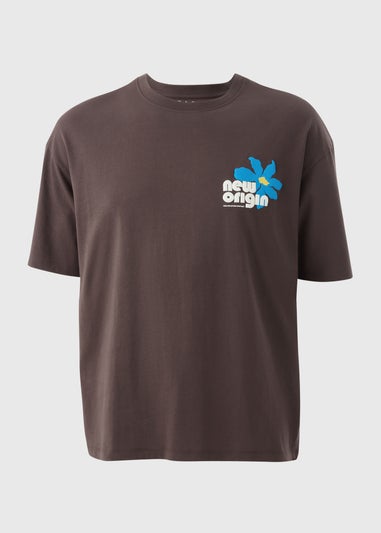 Brown New Origin Floral Printed T-Shirt
