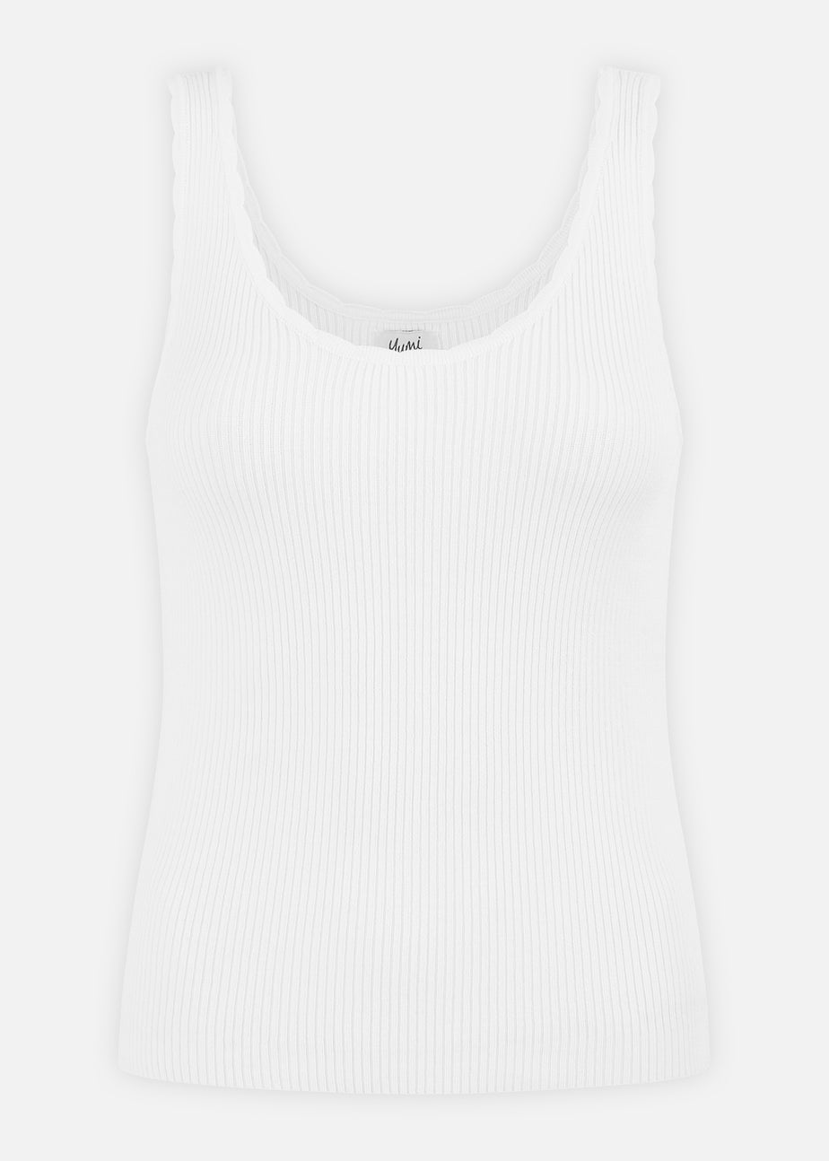 Yumi White Fine Knit Vest Top