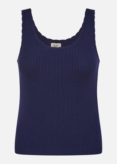 Yumi Navy Fine Knit Vest Top
