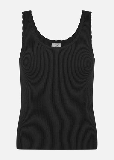 Yumi Black Fine Knit Vest Top