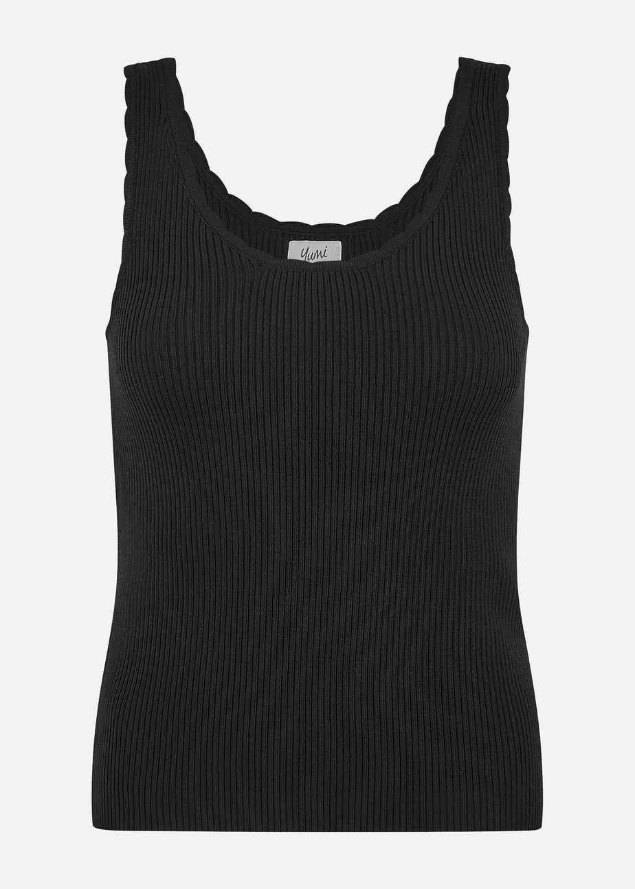 Yumi Black Fine Knit Vest Top