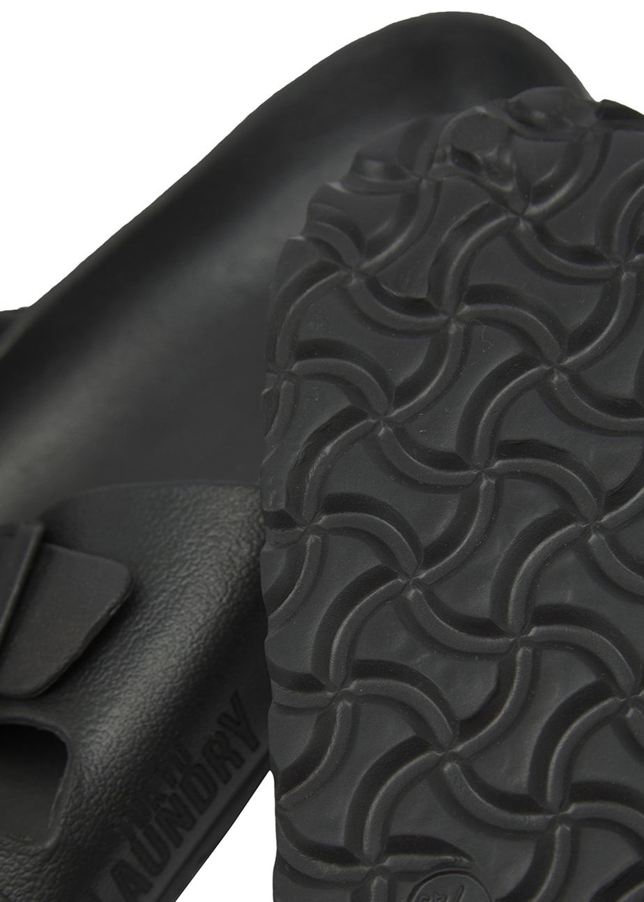 Tokyo Laundry Black Rubber Buckle Sliders