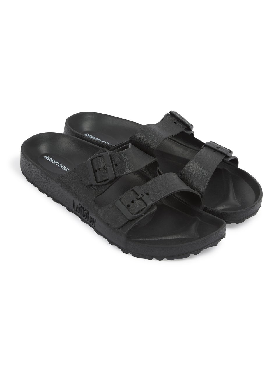 Tokyo Laundry Black Rubber Buckle Sliders