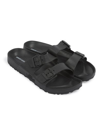 Tokyo Laundry Black Rubber Buckle Sliders