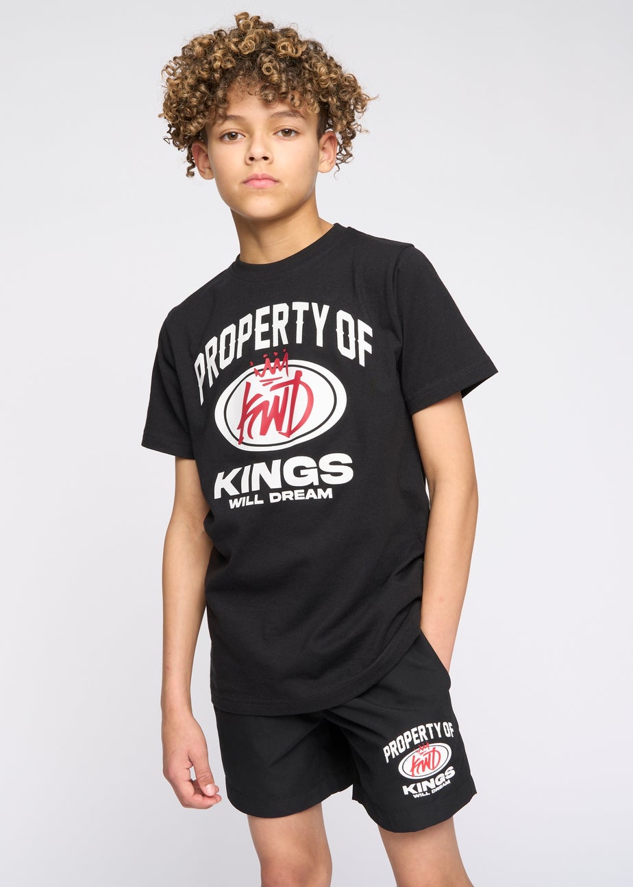 Kings Will Dream Black Prop Swim Shorts (7-14 yrs)