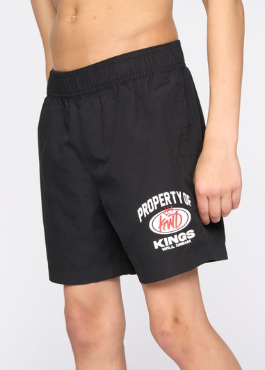 Kings Will Dream Black Prop Swim Shorts (7-14 yrs)